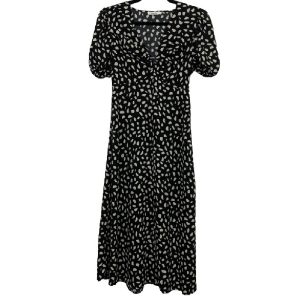 Idem Ditto Spotted Print Midi Dress in Black/White - Picture 1 of 5